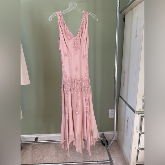 Scala Dresses & Skirts - SCALA Pale Pink | SILK | Roaring 20s Gatsby Gown | Beaded | Drop Waist | 12 |